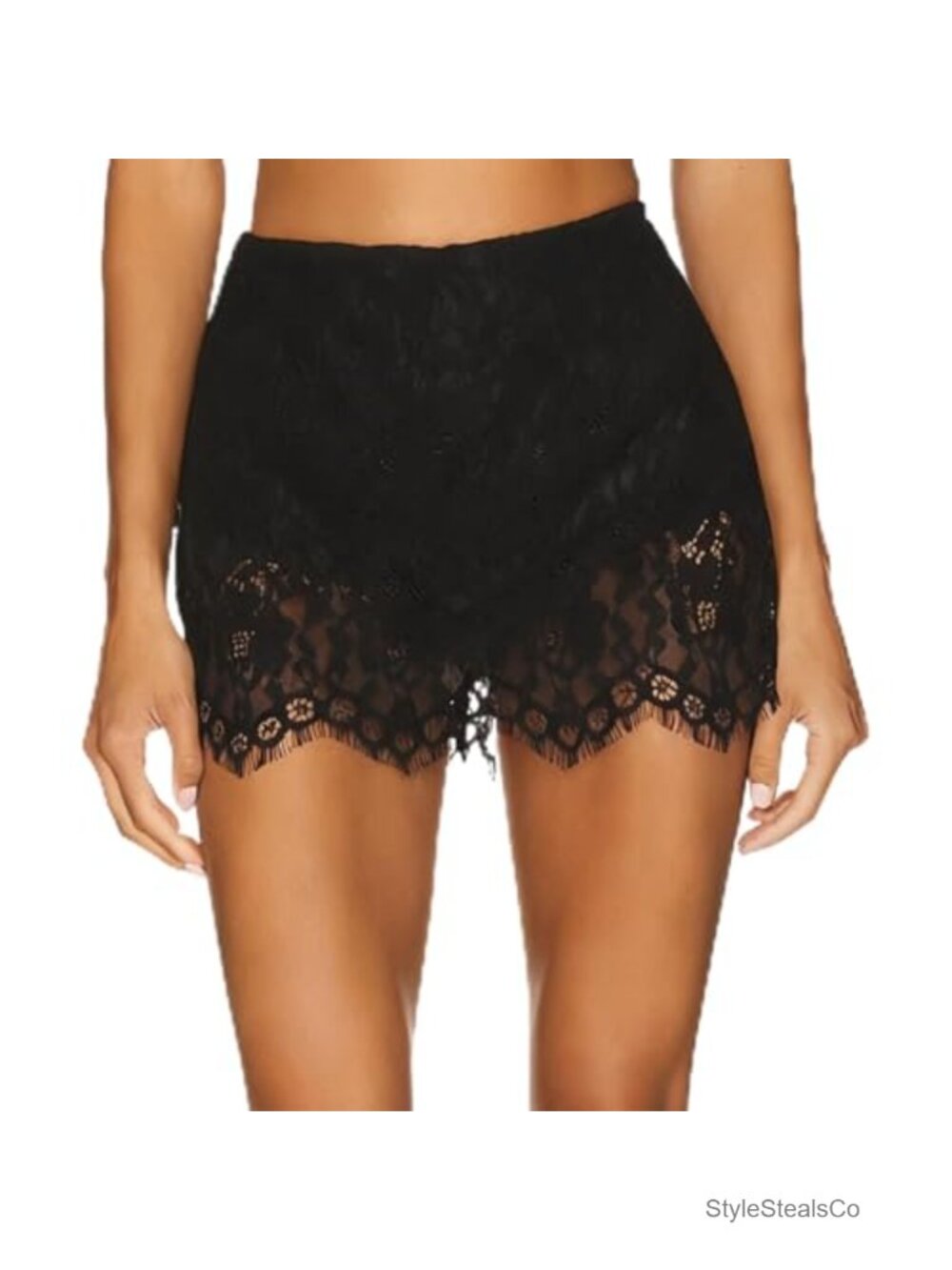 Satin Silk Lace Mini Skort Low Rise Half Slip Flowy Skort